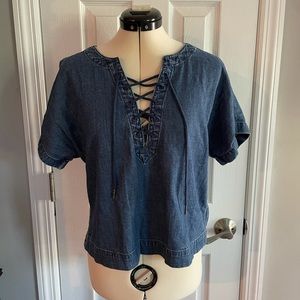 Madewell denim lace up front shirt